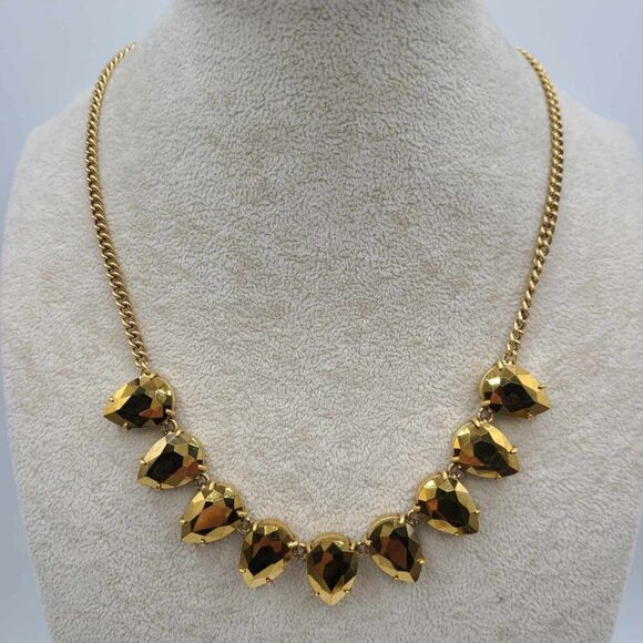 J Crew Teardrop Gold Stone Statement Necklace - Picture 1 of 8
